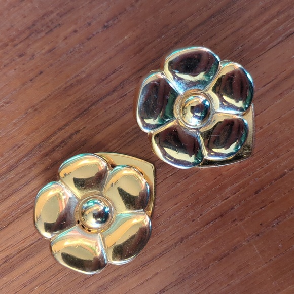 Vintage gold color shoe clips metal flower floral Spain - Picture 6 of 6